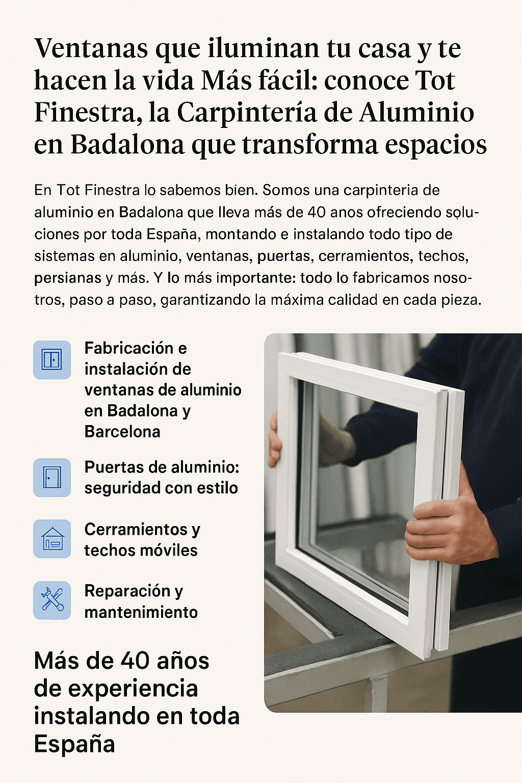 Ventanas que iluminan tu casa y te hacen la vida más fácil: conoce Tot Finestra, la carpintería de aluminio en Badalona que transforma espacios